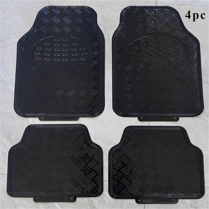 Molded Car Floor Mats, Four-Piece Front and Rear Set in Seven Solid and Carbon-Look Color Options
