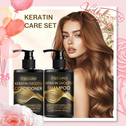 Keratin Shampoo and Conditioner Set 400ml, Breakage Split Ends & Anti-Frizz, Silky Smooth Hair for Color-Treated Heat-Damaged Hair