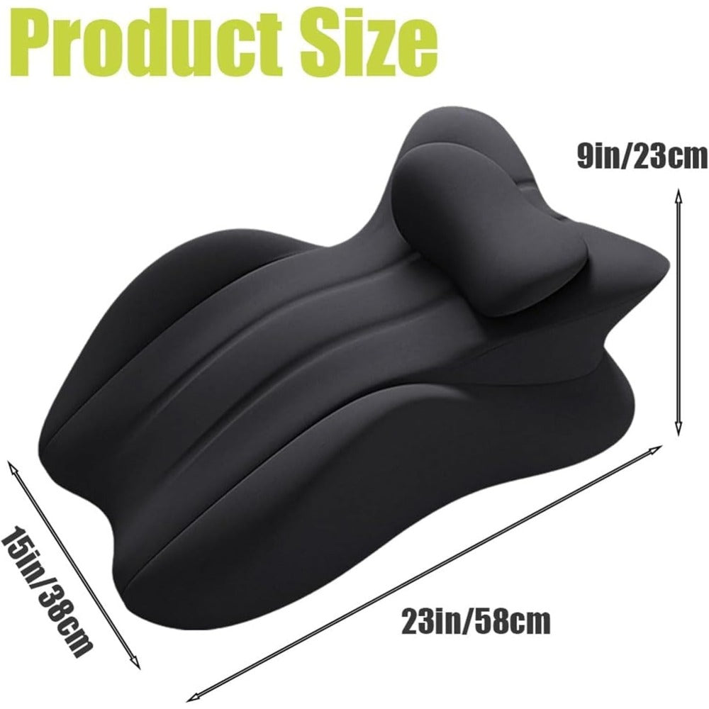 Black Multiposition Wedge Cushion with Raised Center Bolster and 23 x 30 x 9-Inch Pictured Dimensions