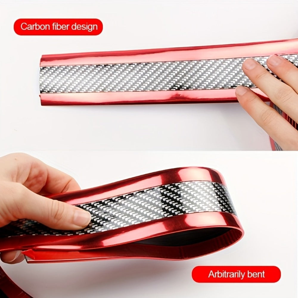 Car Door Guard Scratch Protector 2pcs Carbon Fiber Design – Anti-Scratch Strip for Rearview Mirror & Bumper, Universal Fit in Blue Red Gray