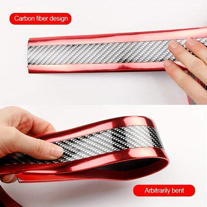 Car Door Guard Scratch Protector 2pcs Carbon Fiber Design – Anti-Scratch Strip for Rearview Mirror & Bumper, Universal Fit in Blue Red Gray