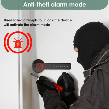 Aluminum Alloy Smart Door Handle Lock 4-in-1 with Fingerprint, Password, App & Key, Left & Right Hand Compatible