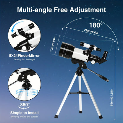 150X Telescope 70mm Aperture for Adults High Power Portable Monocular with Tripod Phone Holder Eyepiece Barlow Lens for Stargazing Nature