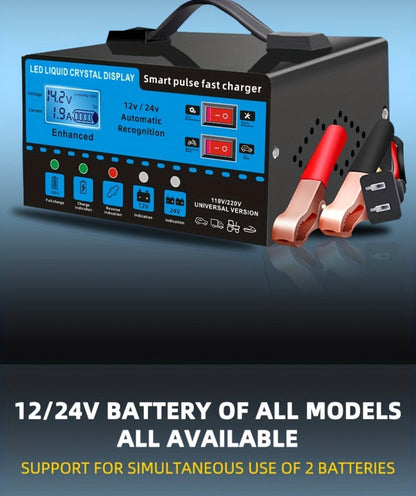 Intelligent Battery Charger & Inverter 12V & 24V – LCD Display, Trickle Maintenance, Overcharge & Short Circuit Protection for Cars Yachts