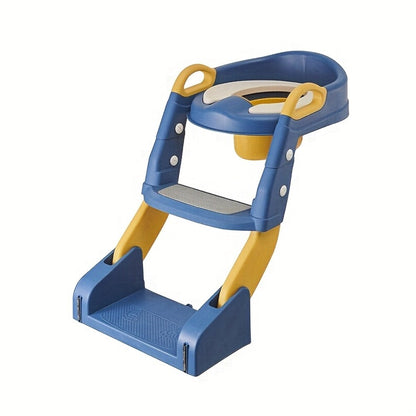 Potty Training Toilet Seat with Ladder, 2-in-1 Toddler Toilet Seat & Step Stool, Foldable Kids Potty Chair with Anti-Slip Pad