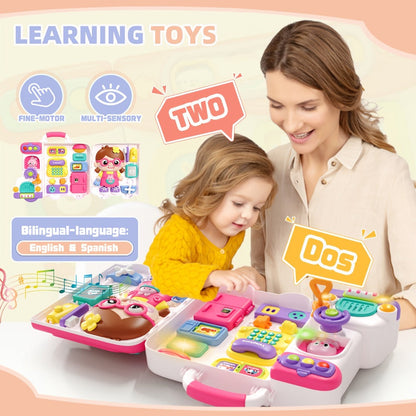 Musical Busy Board Bus Toy for Toddlers 18 Months, Pink Baby Activity Board with the Listed Color, Size or Set Options for Everyday Use