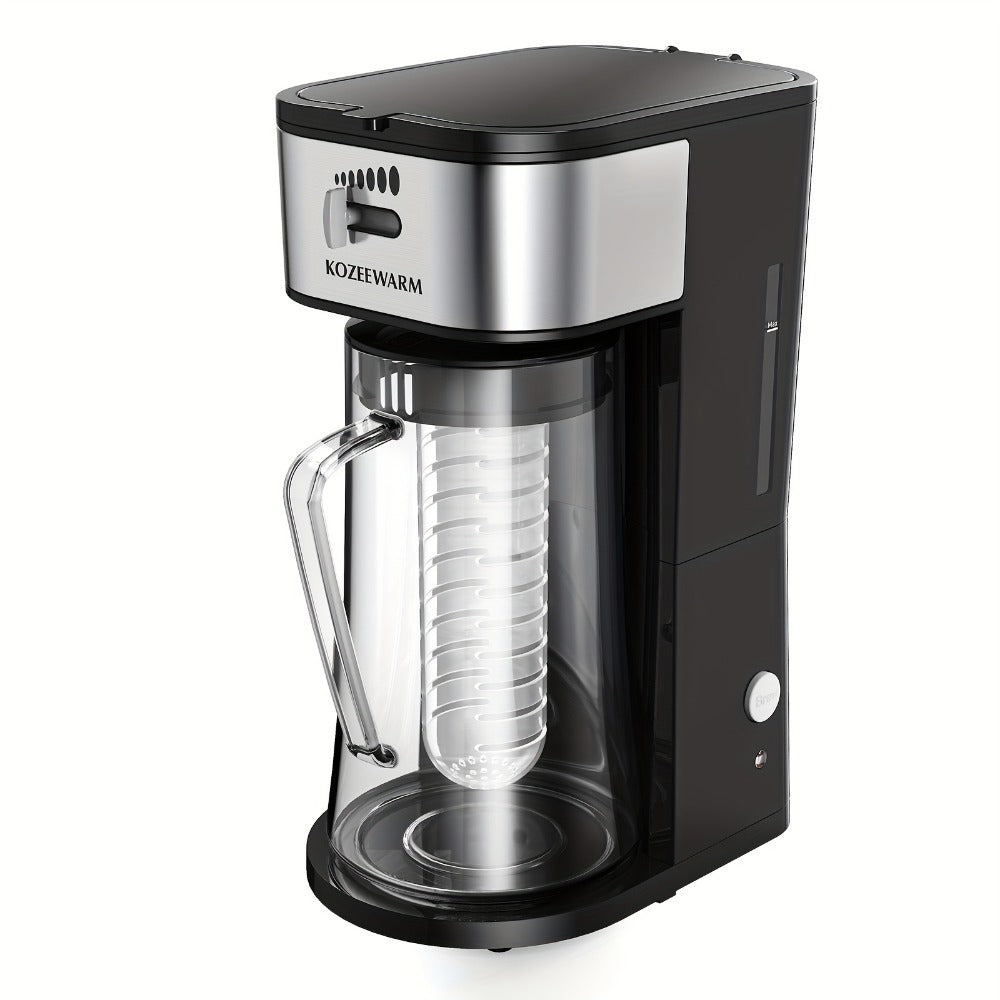 Iced Tea & Coffee Maker 3 QT Pitcher with Reusable Filter Basket, Adjustable Brew Strength, Cold Brew Machine for Iced Tea