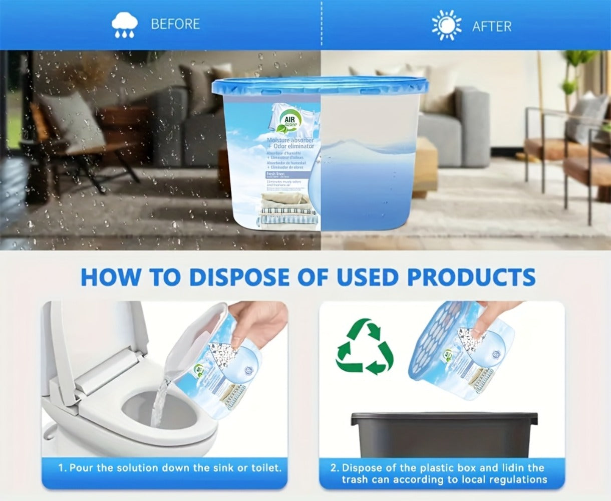 Portable Dehumidifier Boxes 6-Pack, Moisture Absorber & Odor Eliminator for Closets, Bathrooms, RVs