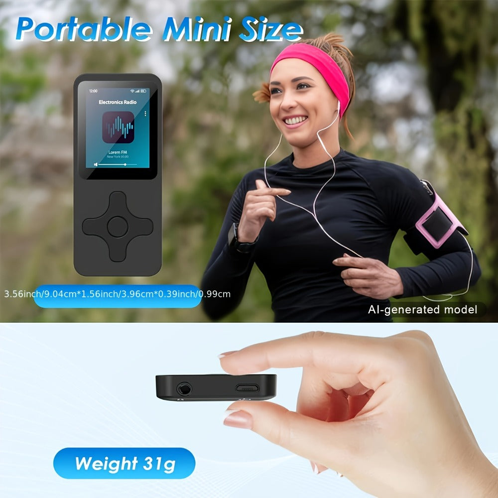 Bluetooth 5.0 MP3 Player with 64GB Micro SD Card, Built-In Speaker, FM Radio, Voice Recorder, E-Book & Photo Viewer