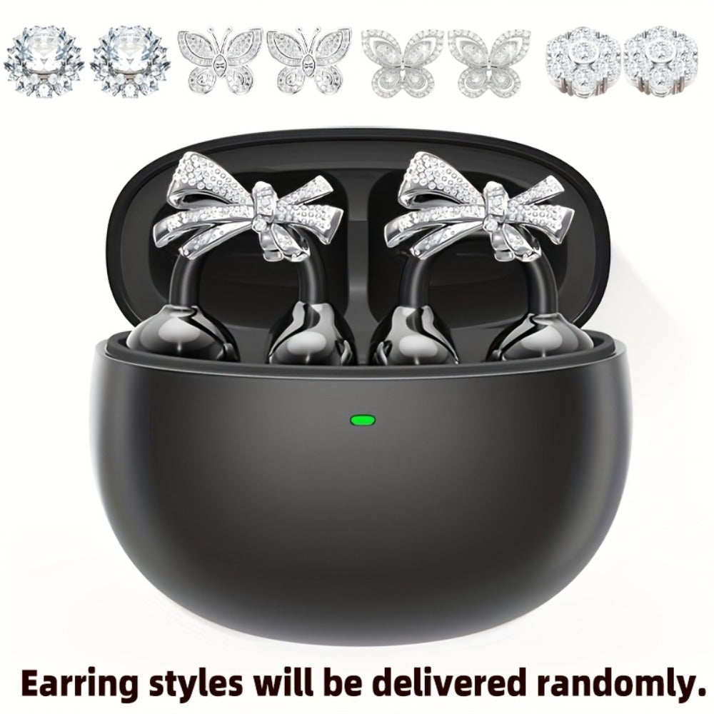 Clip On Wireless Earbuds Open Ear Bluetooth Headphones with Detachable Gemstone Earrings ANC for an Everyday Personal Care Routine