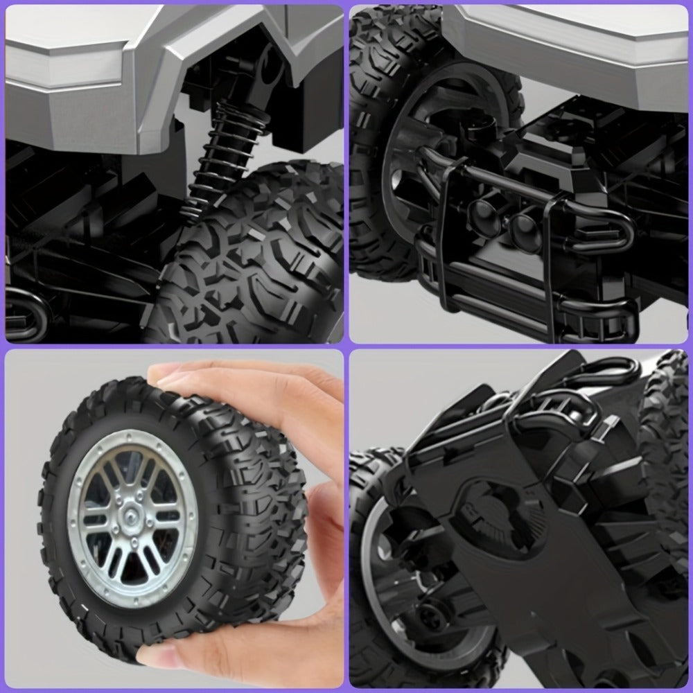 1:16 RC Monster Truck 2.4GHz 4WD Large Wheel Off-Road Pickup with LED Lights 45° Climb, Remote Control Car for Boys Kids