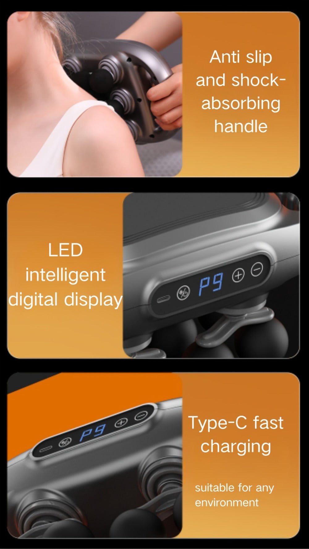 Massage Gun 12 Heads Deep Tissue Percussion Massager Set for Back Neck Shoulders Legs Foot Pain Quiet Handheld Electric Body Massager
