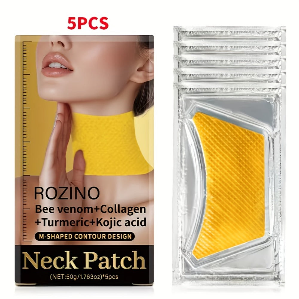 Neck Mask Patch 5pcs & Lifting, Bio Collagen, Bee Venom & 4-in-1 Retinol Gel Patch, Reduces Wrinkles & Sagging