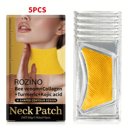 Neck Mask Patch 5pcs & Lifting, Bio Collagen, Bee Venom & 4-in-1 Retinol Gel Patch, Reduces Wrinkles & Sagging