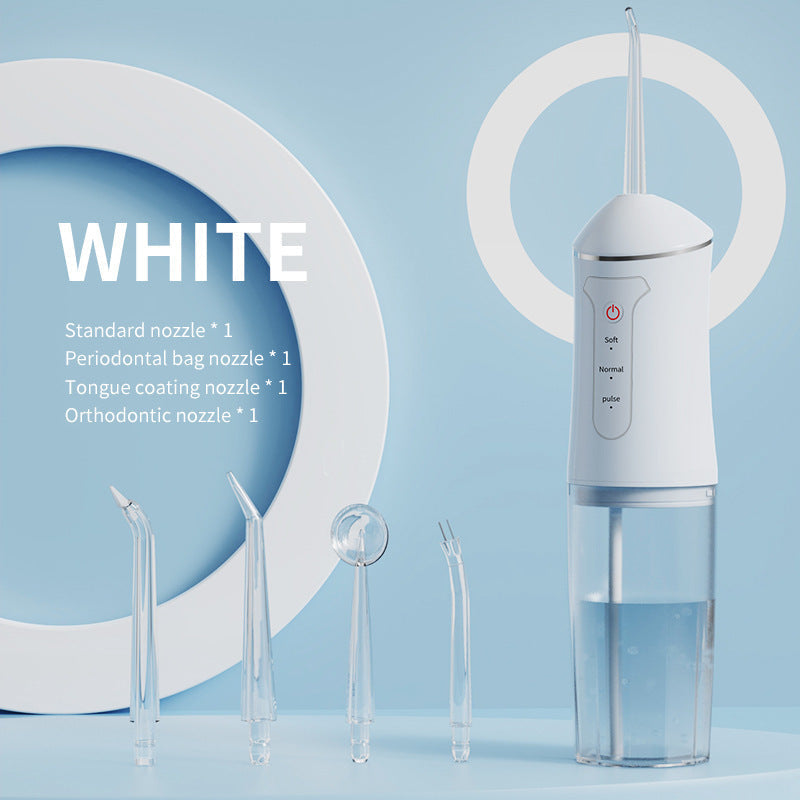 Water Flosser Cordless Three-Mode Oral Irrigator with Four Nozzles, USB Charging and Pink, Purple, Black or White Options