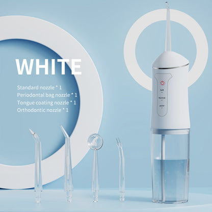 Water Flosser Cordless Three-Mode Oral Irrigator with Four Nozzles, USB Charging and Pink, Purple, Black or White Options