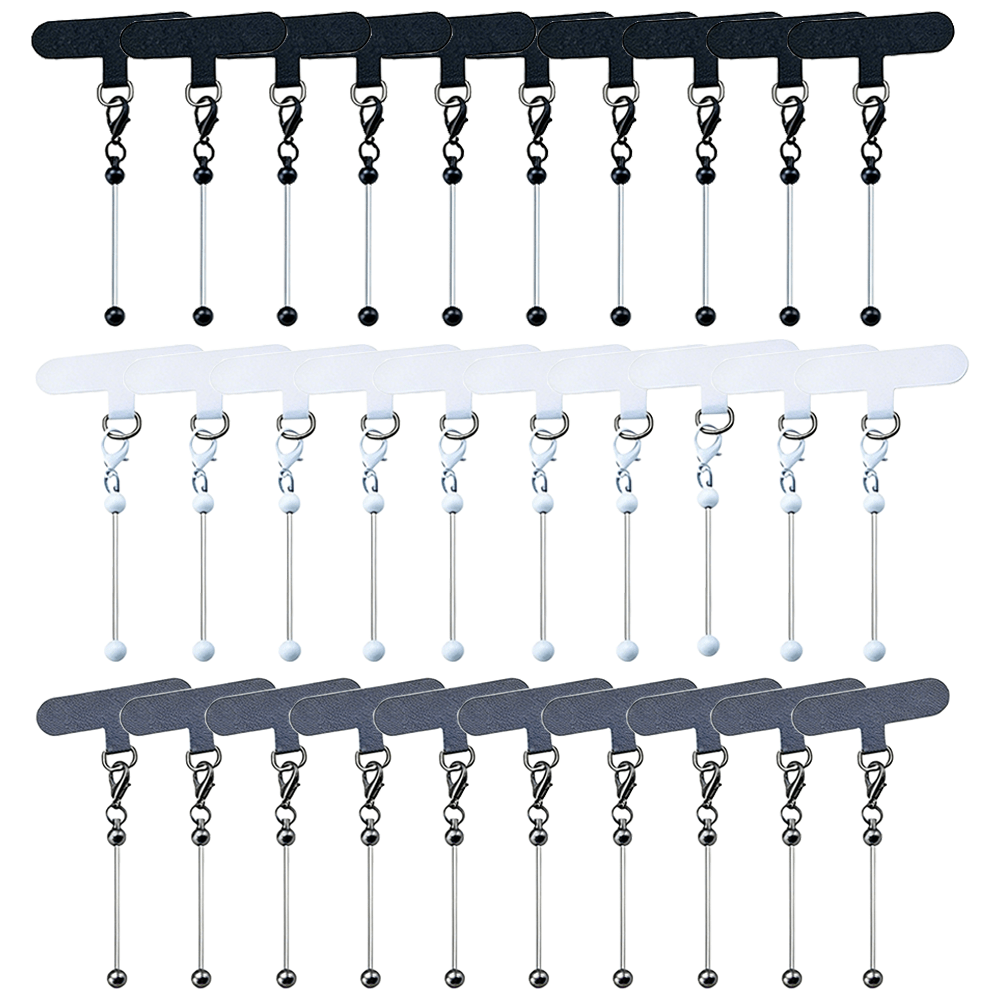 Beadable Phone Tether Tab Set 30pcs, DIY Phone Lanyard Adapter Kit with Blank Beadable Bars for Custom Phone Charms