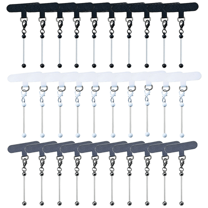 Beadable Phone Tether Tab Set 30pcs, DIY Phone Lanyard Adapter Kit with Blank Beadable Bars for Custom Phone Charms