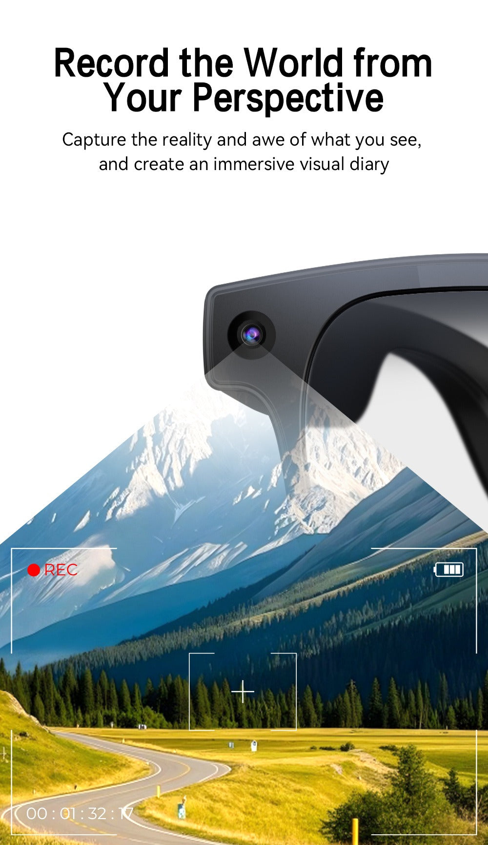 Smart Glasses 8MP Camera Eyewear with Translation, Object Recognition, Touch Control and Bluetooth Calls