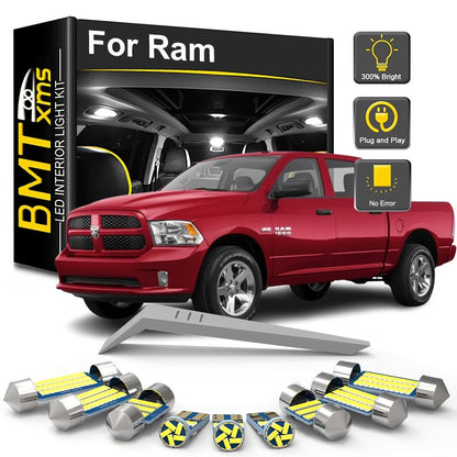 Interior LED Lights Kit for Dodge Ram 1500 2500 3500 – Canbus 6000K Cool White Map Dome Trunk License Plate Bulbs 1994–2023 (13–18 Pcs)