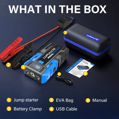 12V Jump Starter Kit with LP-K23 5000A-Labeled or 011B Model, Digital Display, LED Light, USB Outputs and Case