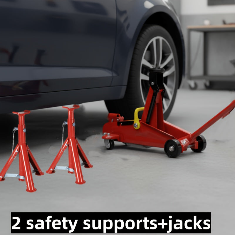 Jack Stands & Hydraulic Floor Jack – 3 Ton Jack Stands 2-Pack or 2 Ton Horizontal Hydraulic Jack for Vehicle Lifting & Auto Repair