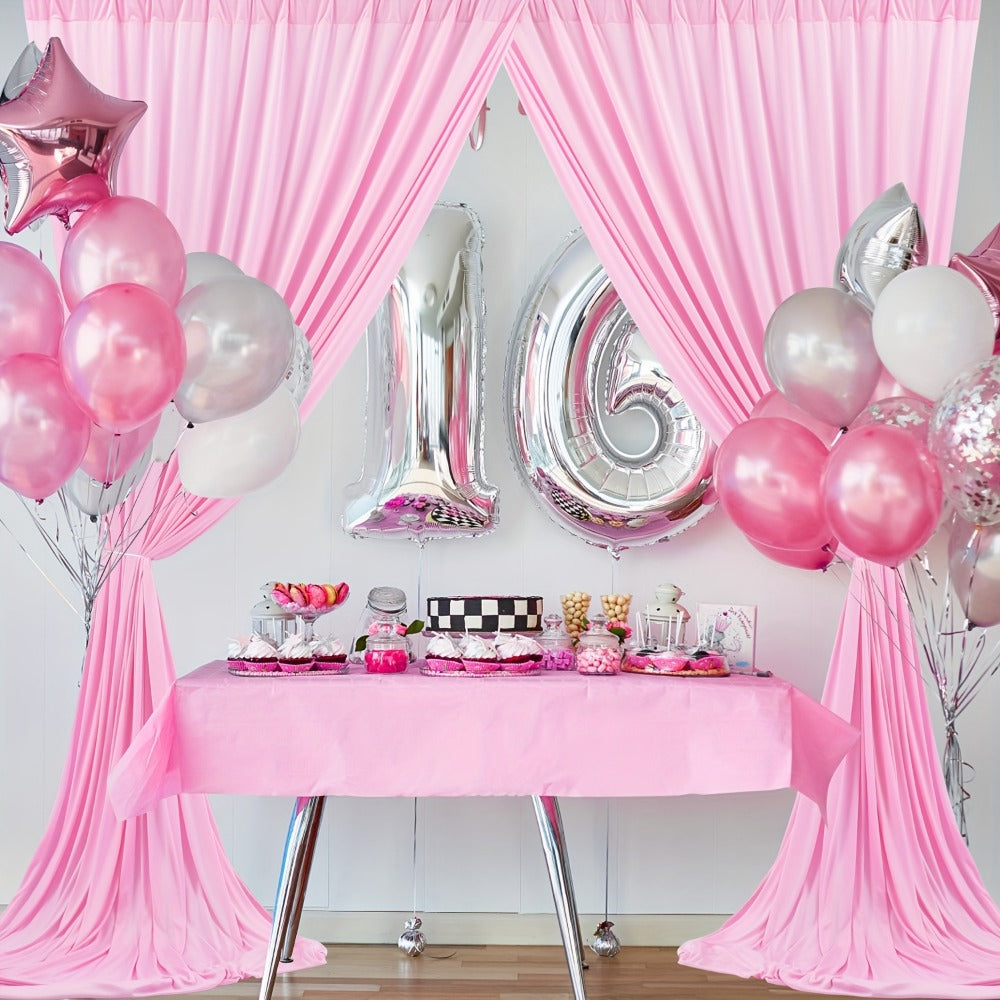 White Black Duo Backdrop Curtains 2 Pack 5x10Ft Wrinkle-Resistant Photo Background Fabric for Wedding, Birthday, Christmas