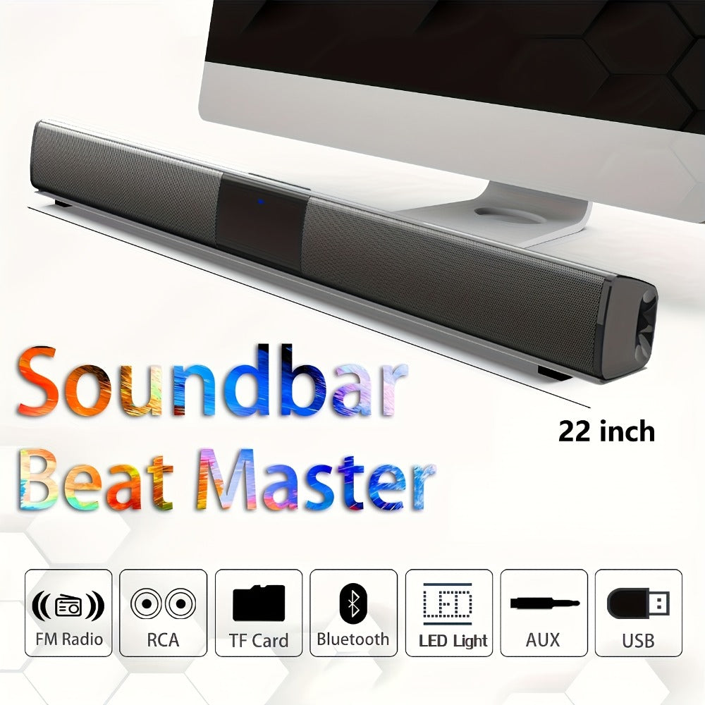 Deep Bass Soundbar with Subwoofer for Smart TV, 22" Wireless Bluetooth 5.0 Surround Sound System