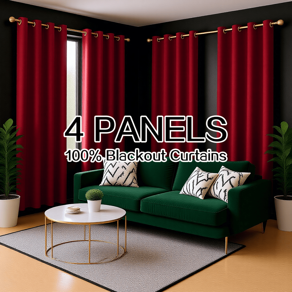 Blackout Curtains 4 Panels 100% Light Blocking Thermal Insulated Noise Reducing Grommet Window Curtains for Bedroom Living Room Balcony