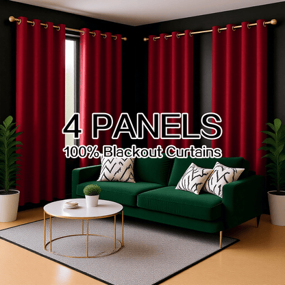 Blackout Curtains 4 Panels 100% Light Blocking Thermal Insulated Noise Reducing Grommet Window Curtains for Bedroom Living Room Balcony