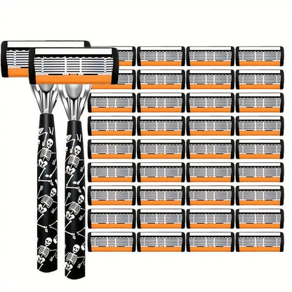 Safety Razor for Men 7-Layer Progressive Blades – Non-Slip Stainless Steel Handle Classic Double Edge Razor for Beard & Mustache Grooming