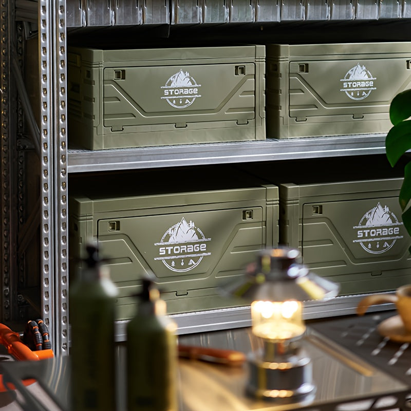 Army-Green Outdoor Storage Box with Flat Cover, Lift-Up Desktop or Front-Access Box Lid Options