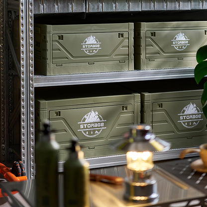 Army-Green Outdoor Storage Box with Flat Cover, Lift-Up Desktop or Front-Access Box Lid Options