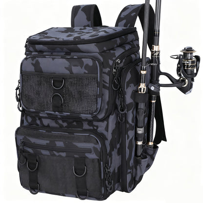 Fishing Backpack with Rod Holder 45L – Large Capacity Outdoor Tackle Bag, Waterproof Travel Shoulder Pack for Fishing Camping Hiking