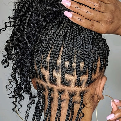 Goddess Square-Braid Wig with Curly Ends in 14- or 16-Inch Lengths and Black, Burgundy or Brown Colors