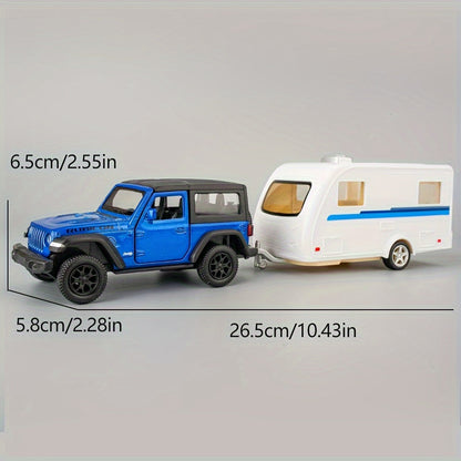 RMZCity 1:36 Scale Zinc Alloy Pull Back Car with Horse Trailer & Horse Vehicle, Openable Doors Diecast Toy Set for Kids & Adults