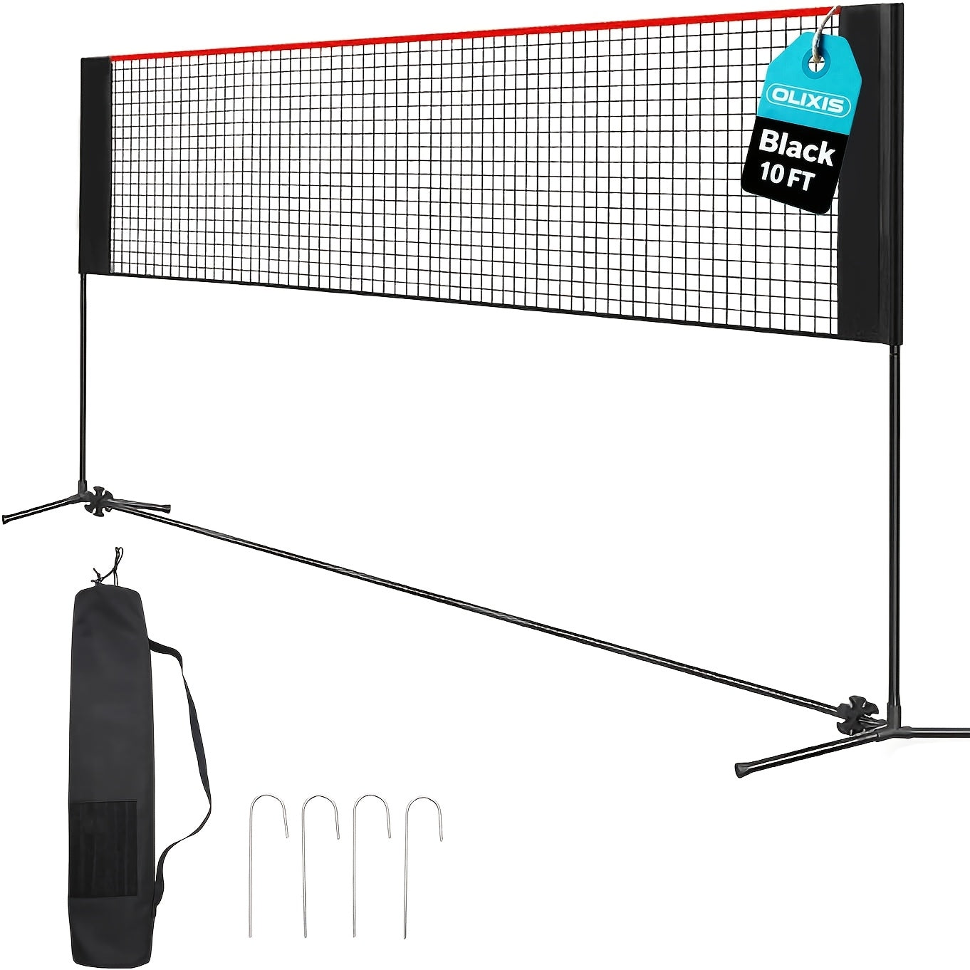 Badminton Volleyball Net Portable Adjustable Height 10ft 14ft 17ft Weather-Resistant Outdoor Indoor Backyard Pool Court Net with Carry Bag