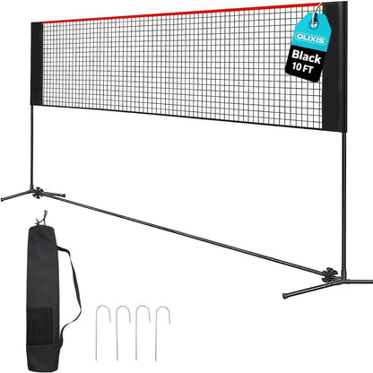 Badminton Volleyball Net Portable Adjustable Height 10ft 14ft 17ft Weather-Resistant Outdoor Indoor Backyard Pool Court Net with Carry Bag
