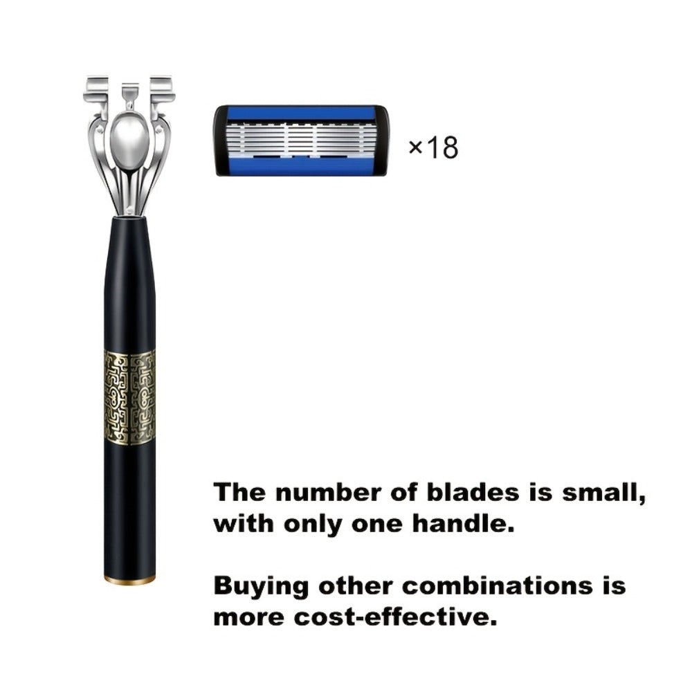 Men's Razor Set with Stainless Steel Replacement Blades – Reusable Handle & High-Capacity Blade Kit for Smooth Close Shave