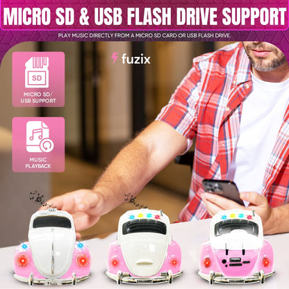 Fuzix WS-1958 Vintage Car Bluetooth Speaker with LED Headlights & Taillights | Retro Wireless Stereo, FM Radio, AUX/USB/TF, Built-in Mic
