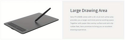 XENX Graphics Drawing Tablet 10 x 6.22 Inch, 8192 Pressure Sensitivity Battery-Free Passive Stylus