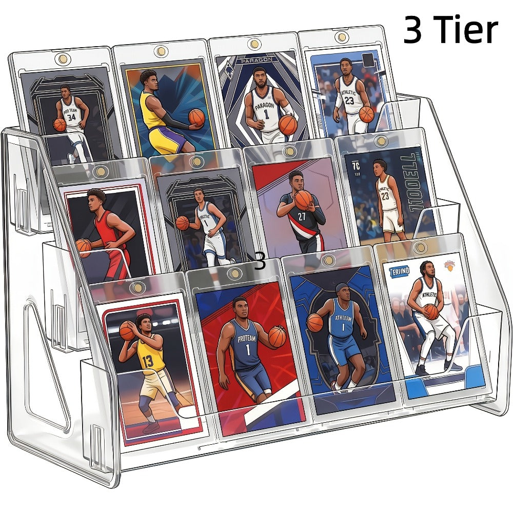 PSA BGS SGC Graded Card Display Stand – 3 or 5-Tier Vertical Collectible Card Showcase, Snap-In Assembly No Tools Desktop Holder