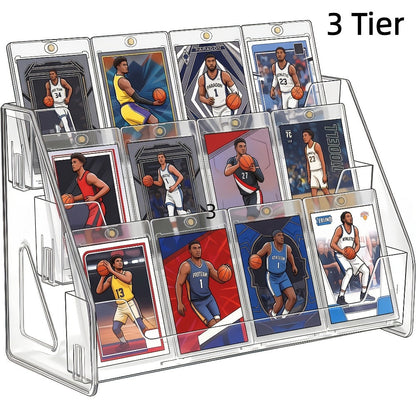 PSA BGS SGC Graded Card Display Stand – 3 or 5-Tier Vertical Collectible Card Showcase, Snap-In Assembly No Tools Desktop Holder