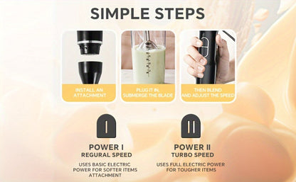 400W Immersion Blender with Two-Button Control, Detachable Shaft and 38 cm Black Handheld Body