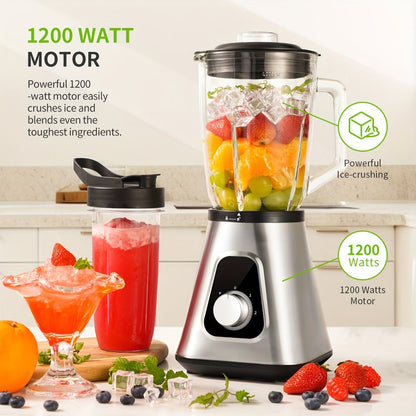 Blender 1200W Smoothie Maker & Milkshake Machine, 52oz Countertop + 22oz Personal Blender Set, 3 Speed Settings