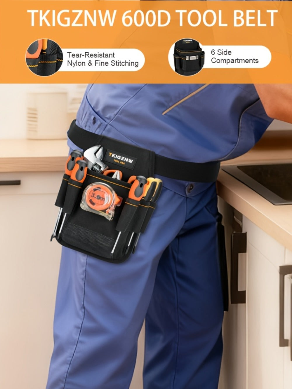 Tool Bag Heavy Duty 7-Pocket PVC Organizer for Mechanics & Electricians – Multi-Pocket Hand Tool Storage Bag