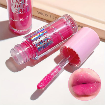 24H Waterproof Glitter Lip Gloss & Lip Stain Set 3PCS, Lip Oil Formula, for Makeup, Travel and Everyday Vanity Use