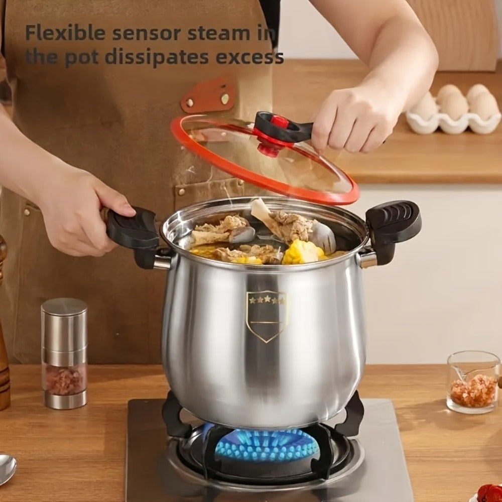 Stainless Steel Quick Cooking Pot with Lid Large, Food-Grade Non-Stick Scratch-Resistant Saucepan