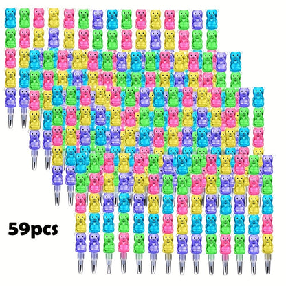 Bear Stackable Pencils 5-in-1 HB 59pcs No Sharpening Needed for Parties, Celebrations and Guest Favors