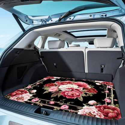 Car Cargo Mat Pink Peony Floral – Anti-Slip Washable Rear Trunk Pad, Wear-Resistant Pet Mat & Boot Liner for Car Interior